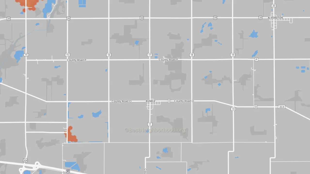 Bike Grade map of Kunkle, OH