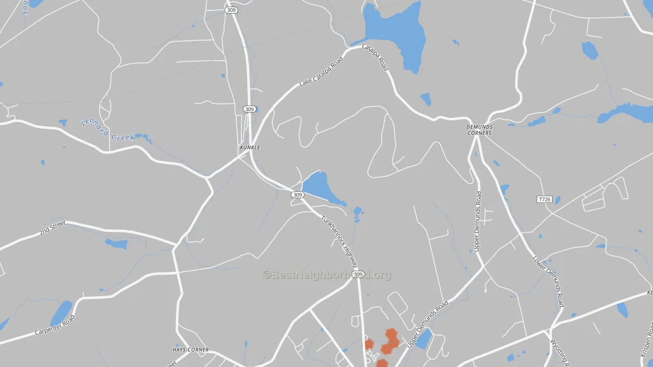 Bike Grade map of Kunkle, PA