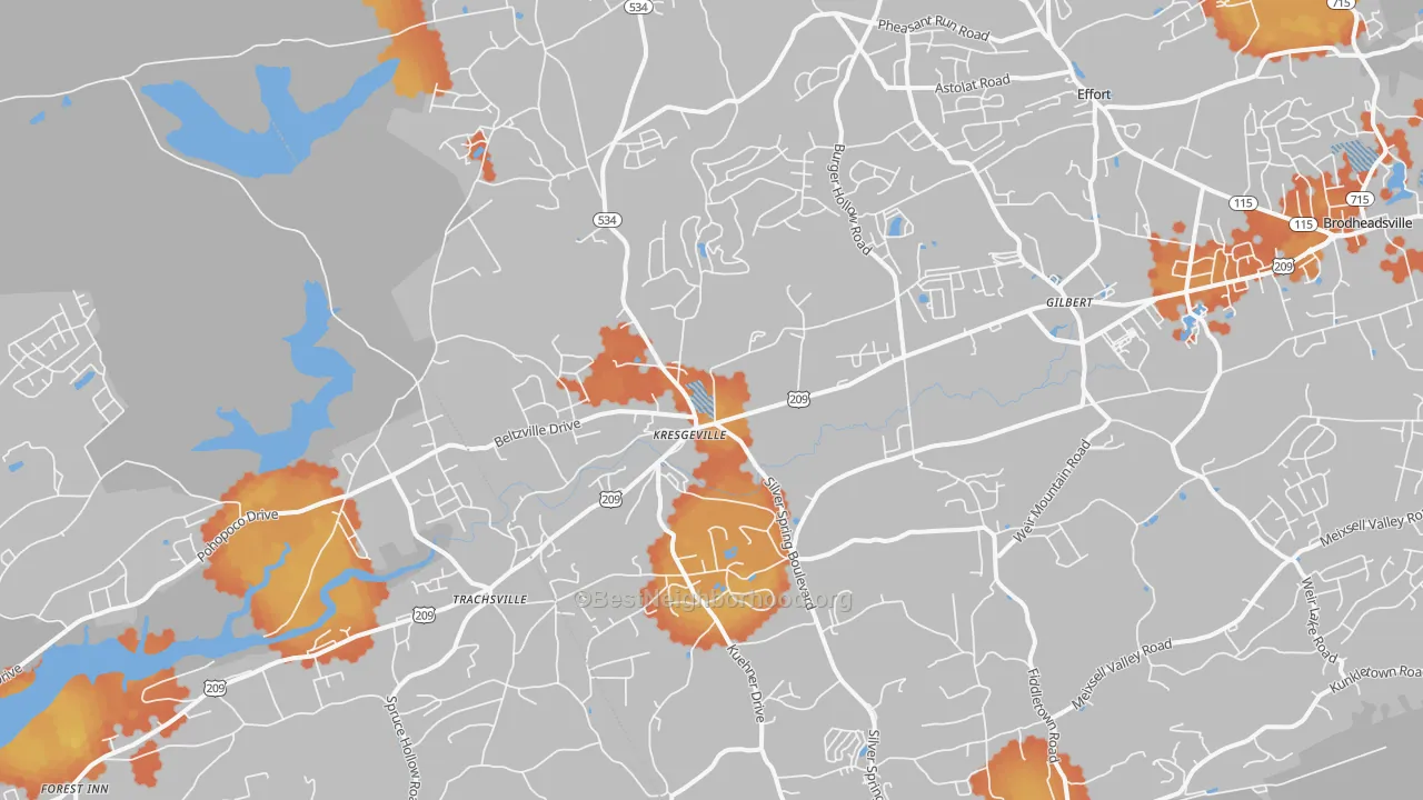 Bike Grade map of Kunkletown, PA