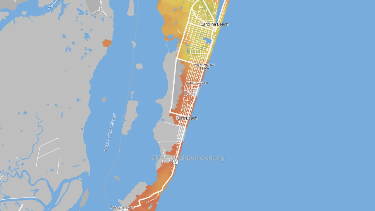 Bike Grade map of Kure Beach, NC