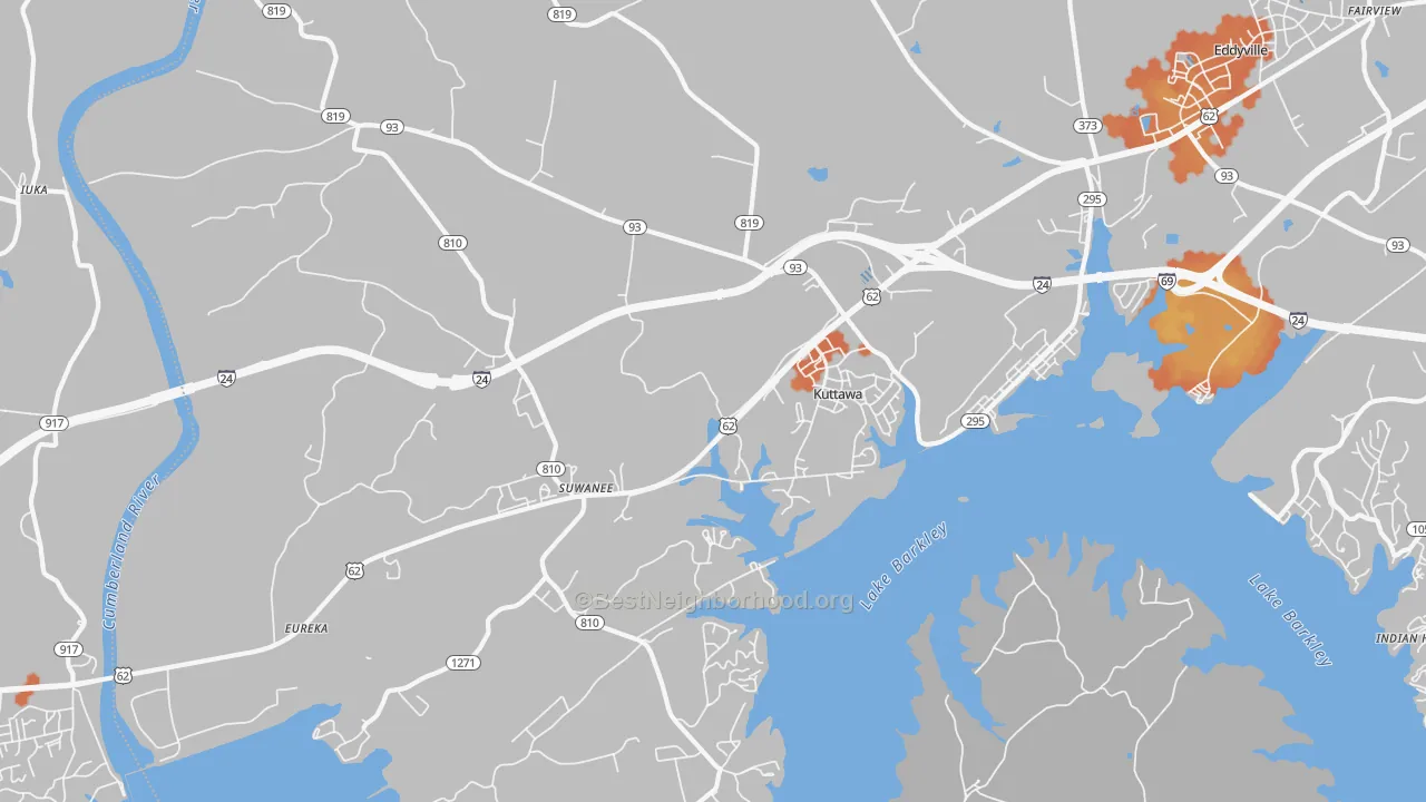 Bike Grade map of Kuttawa, KY