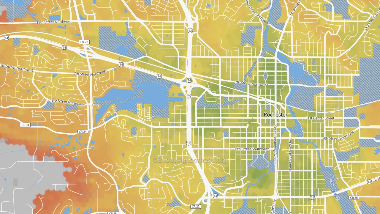 Bike Grade map of Kutzky Park, Rochester, MN