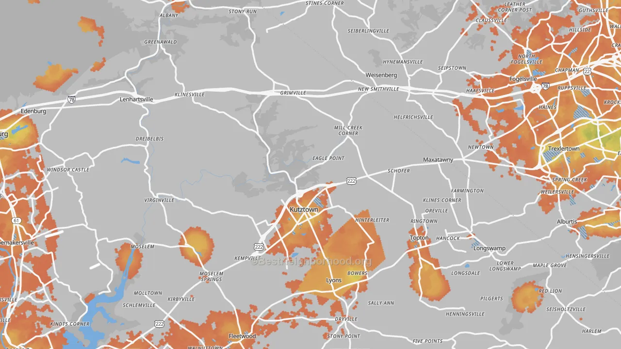 Bike Grade map of Kutztown, PA