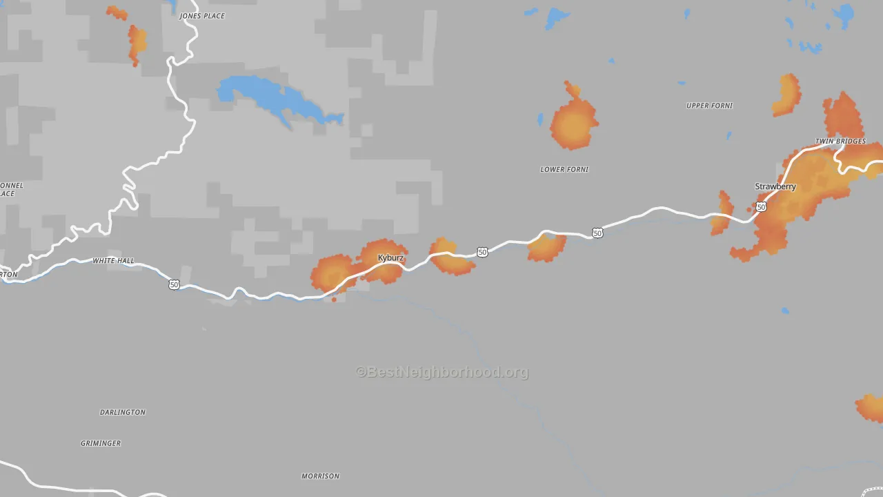 Bike Grade map of Kyburz, CA