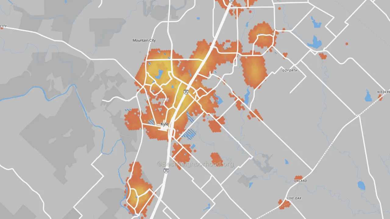 Bike Grade map of Kyle, TX