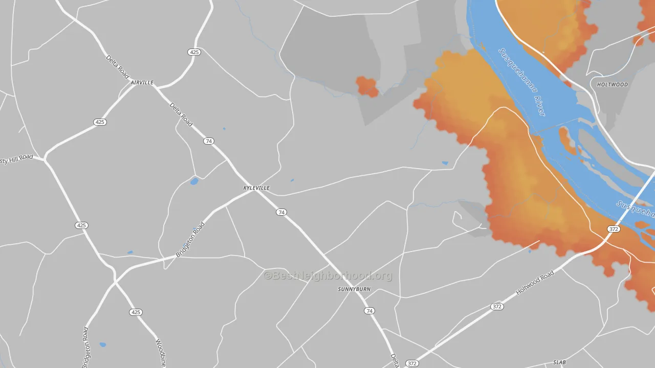 Bike Grade map of Kyleville, PA