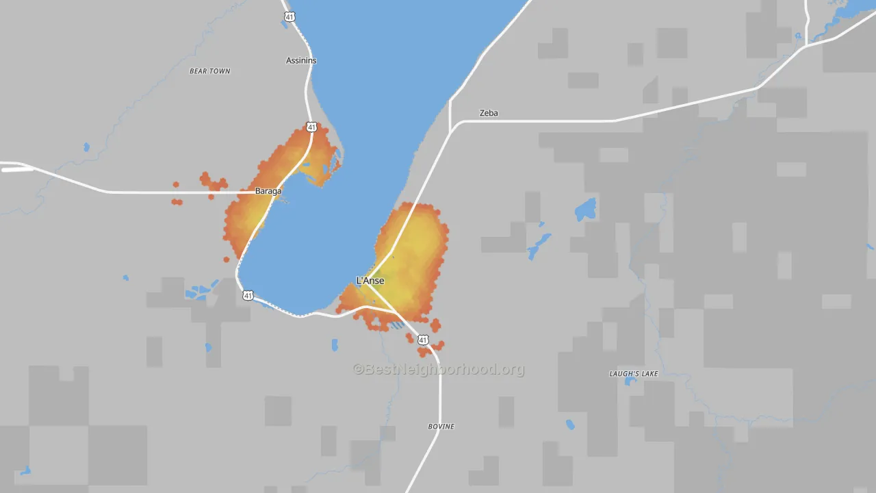 Bike Grade map of L'Anse, MI