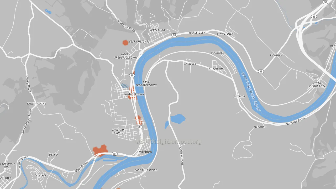 Bike Grade map of La Belle, PA