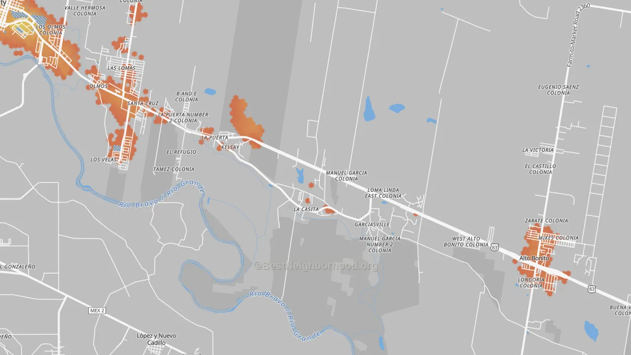 Bike Grade map of La Casita, TX