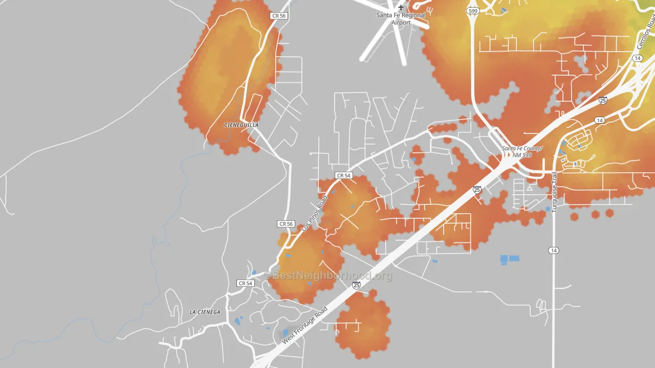 Bike Grade map of La Cienega, NM