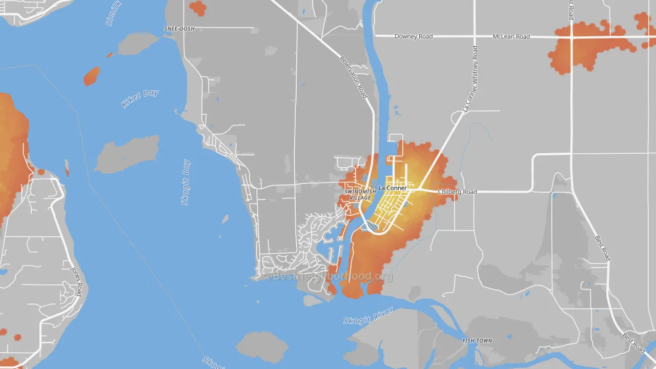 Bike Grade map of La Conner, WA