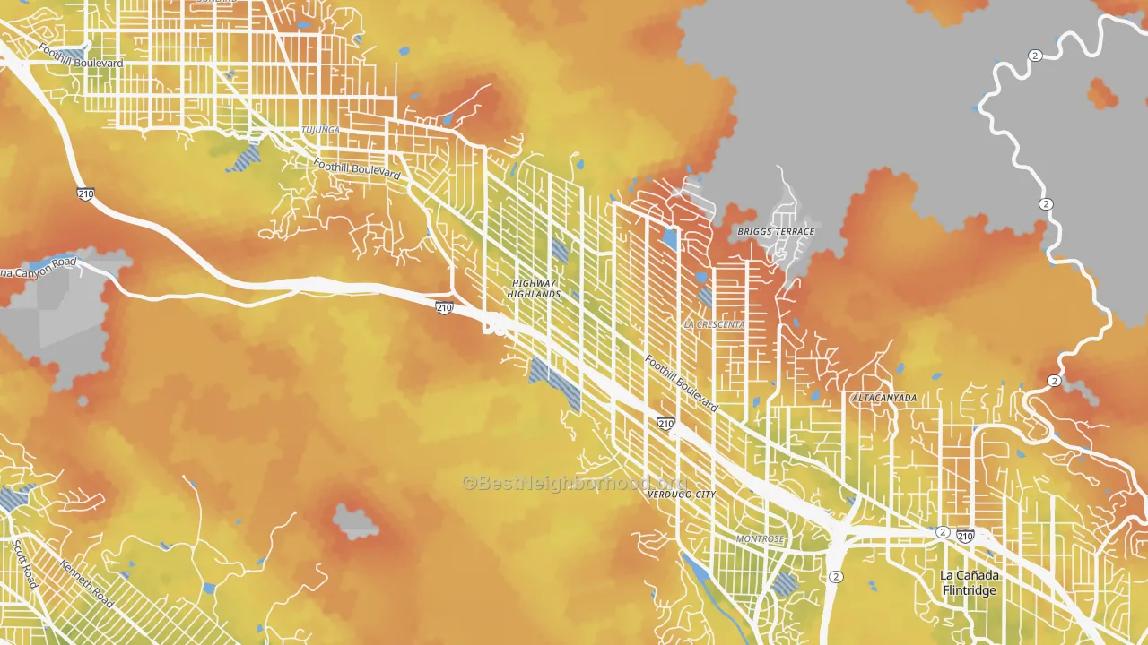 Bike Grade map of La Crescenta, CA