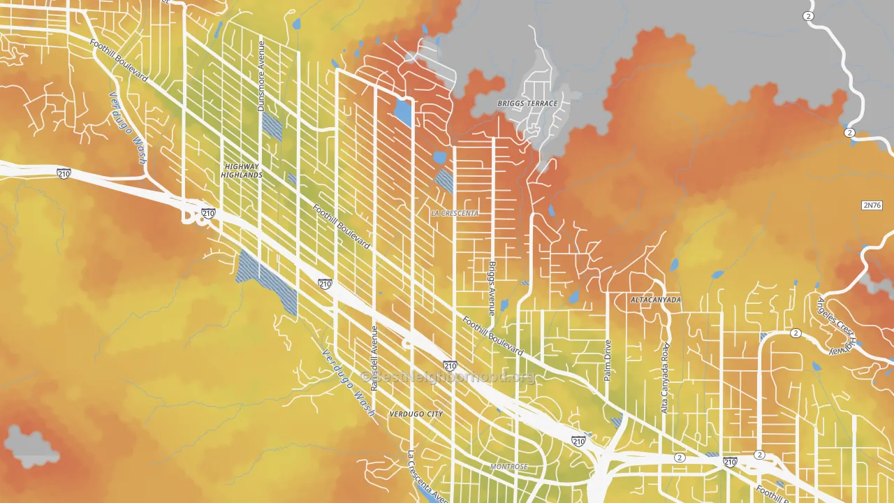Bike Grade map of La Crescenta-Montrose, CA