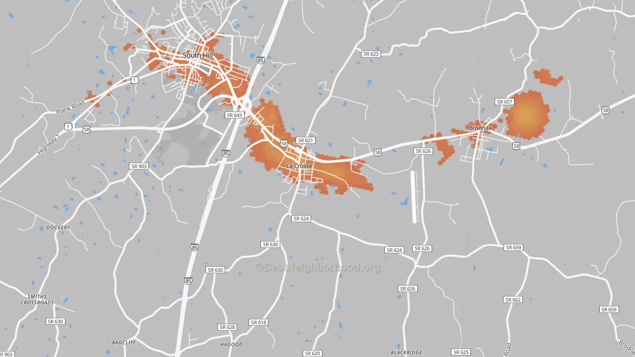 Bike Grade map of La Crosse, VA