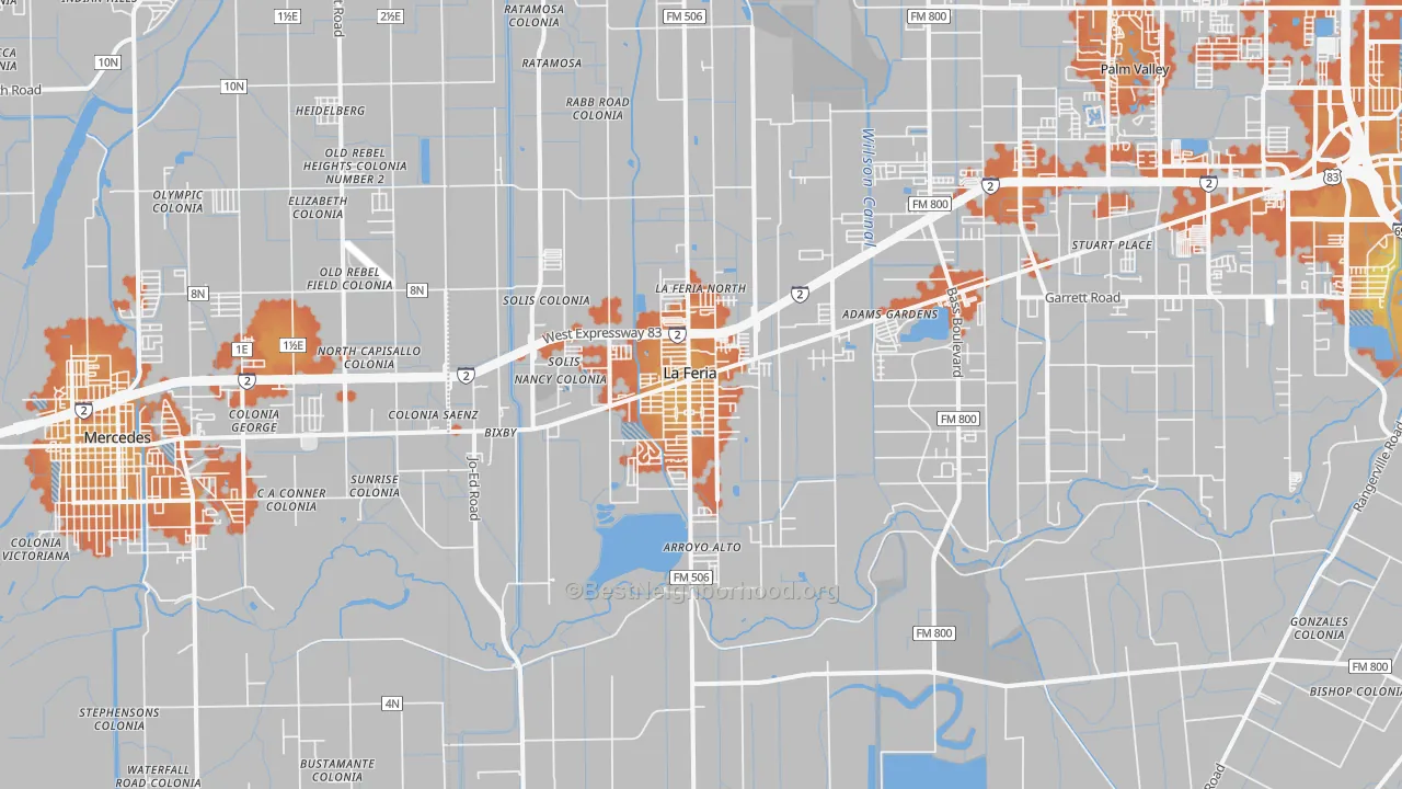 Bike Grade map of La Feria, TX