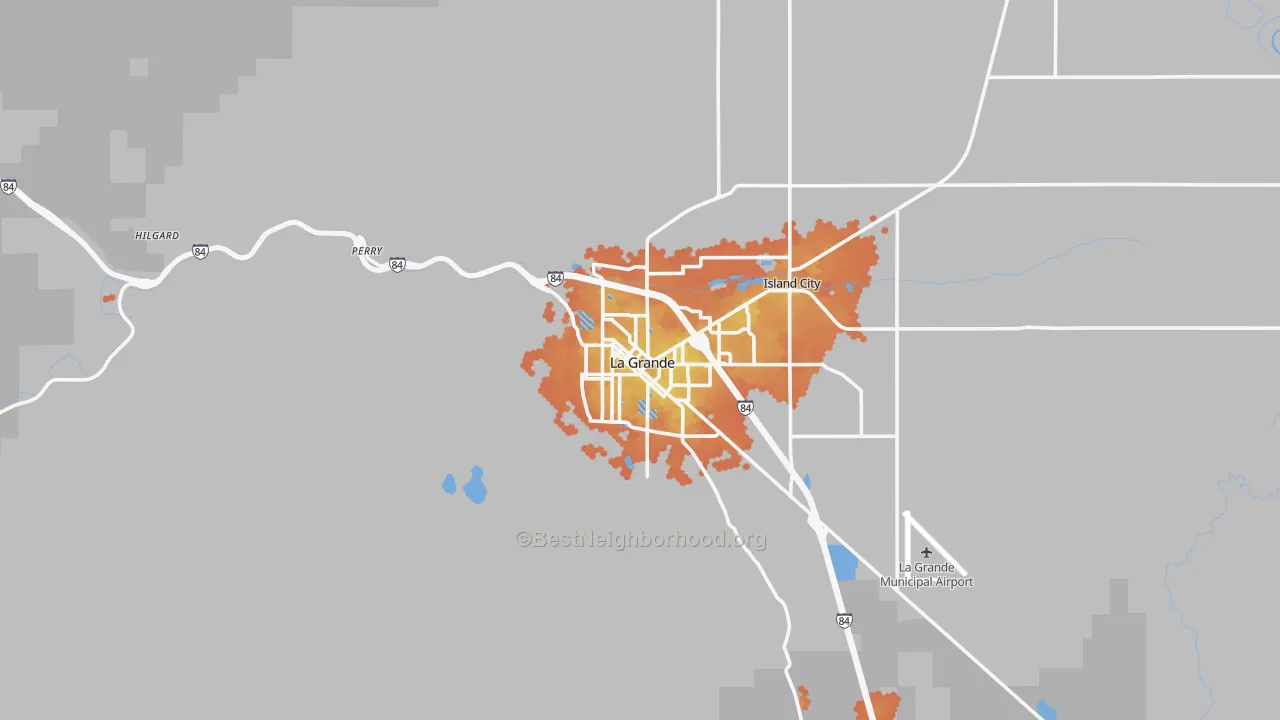 Bike Grade map of La Grande, OR