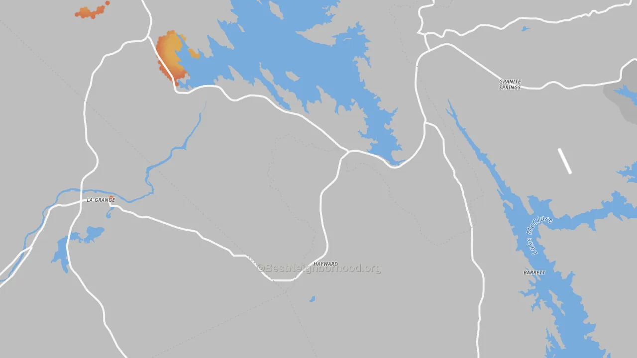 Bike Grade map of La Grange, CA