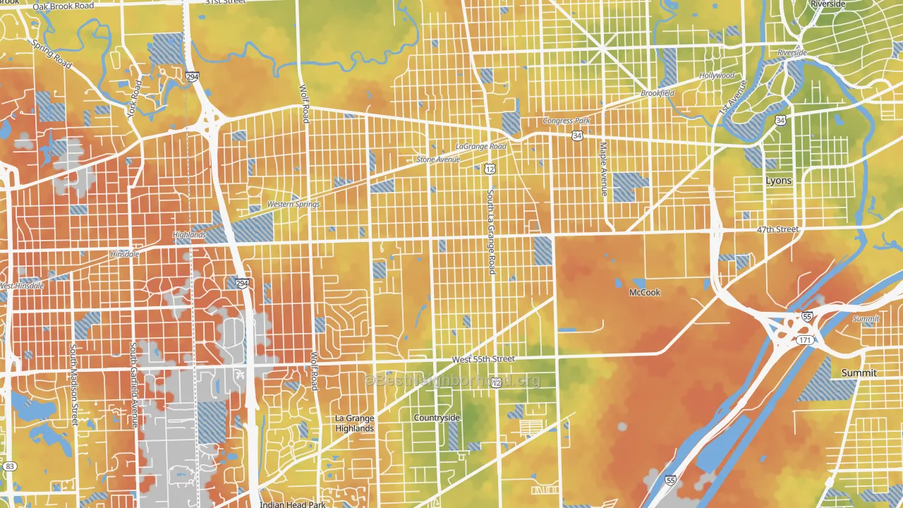 Bike Grade map of La Grange, IL