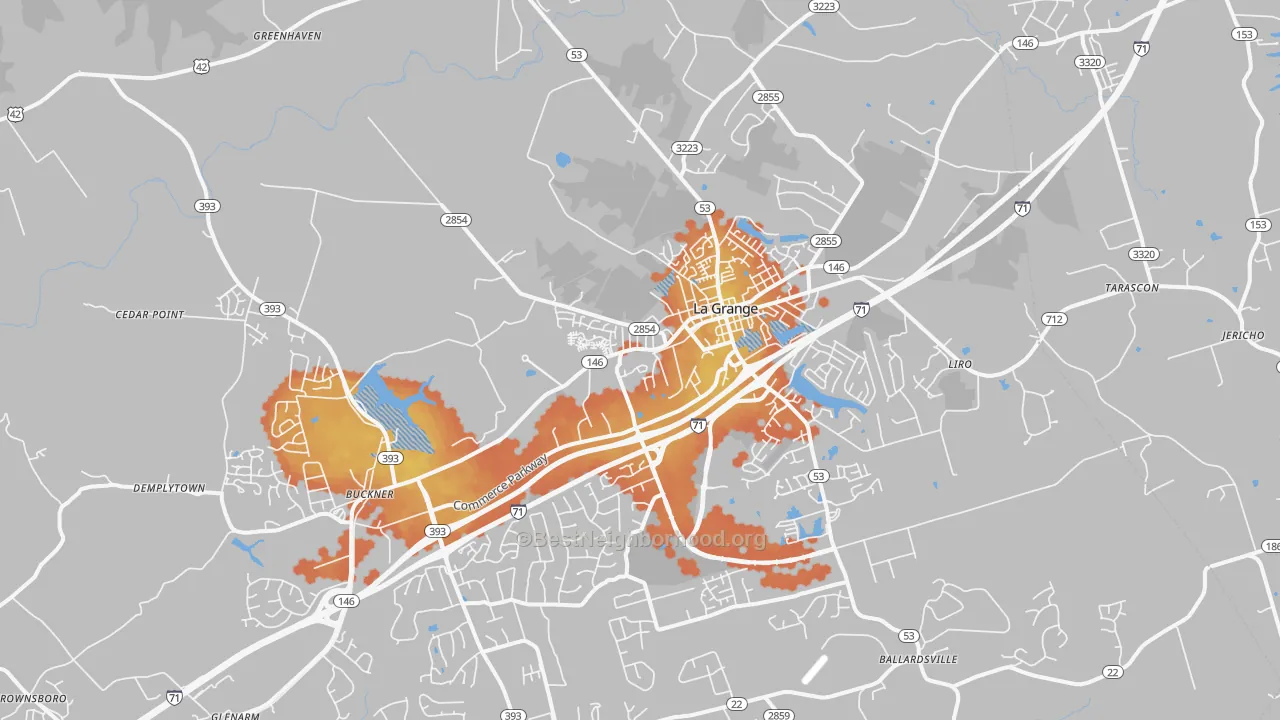 Bike Grade map of La Grange, KY