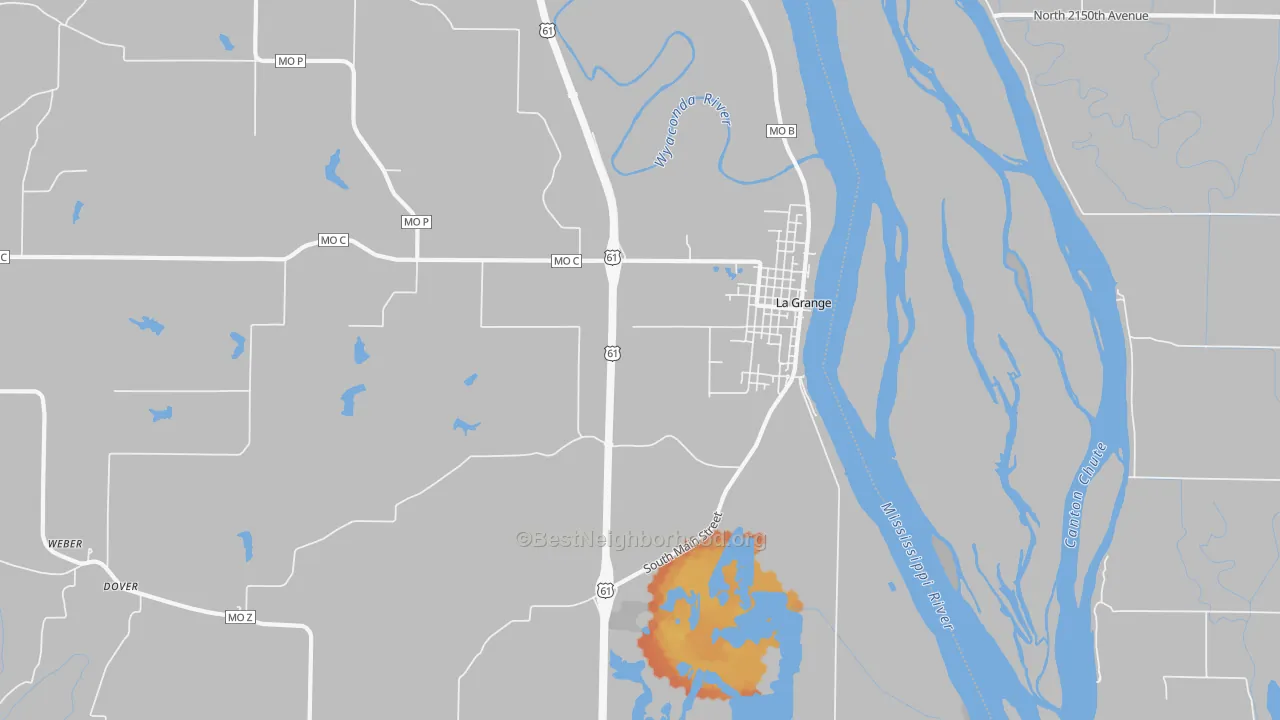 Bike Grade map of La Grange, MO