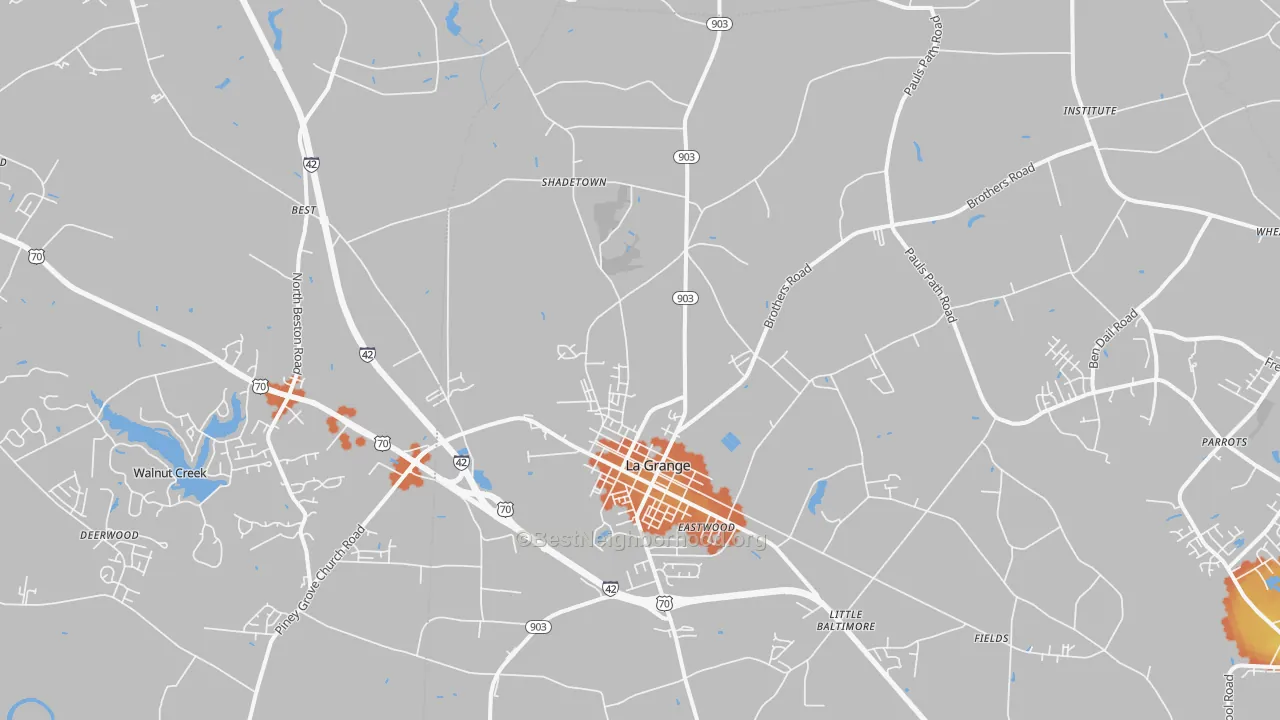 Bike Grade map of La Grange, NC