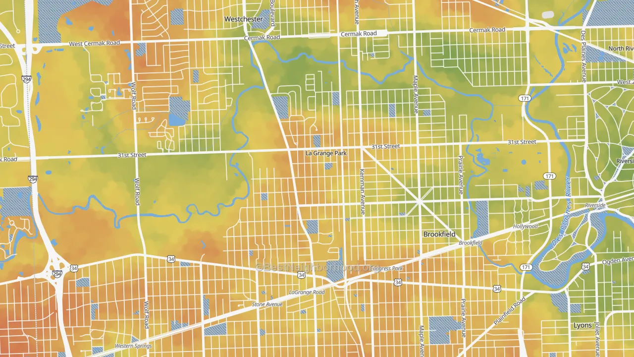 Bike Grade map of La Grange Park, IL