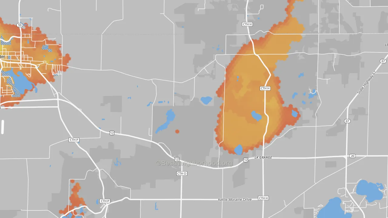 Bike Grade map of La Grange, WI
