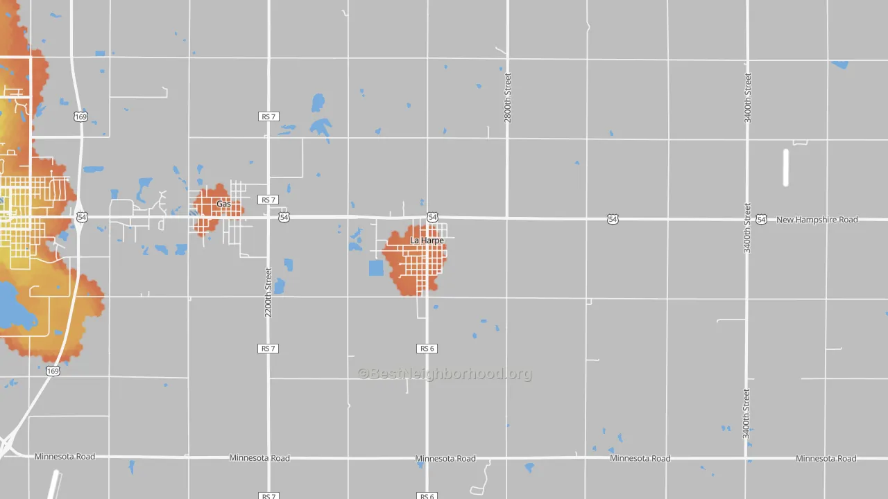 Bike Grade map of La Harpe, KS