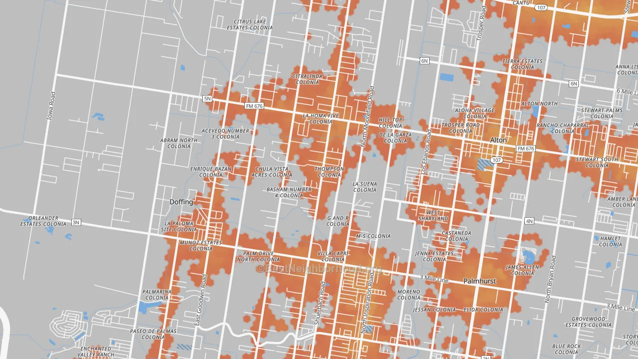 Bike Grade map of La Homa, Mission, TX