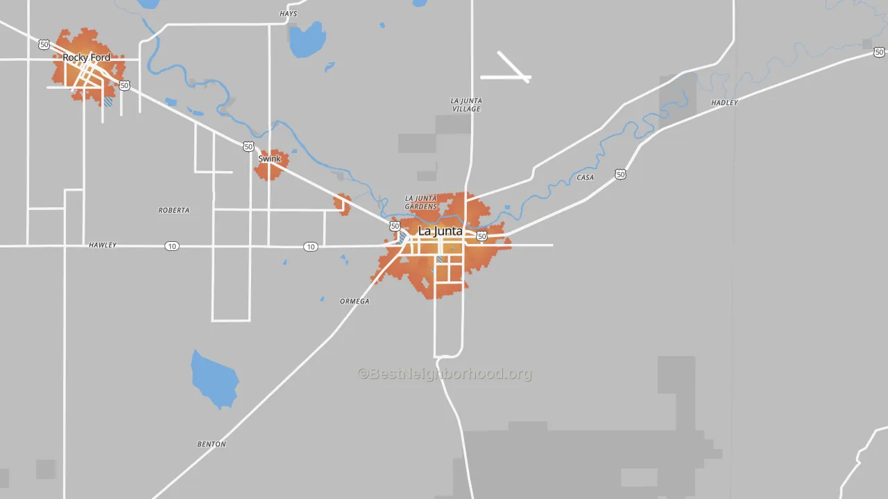 Bike Grade map of La Junta, CO