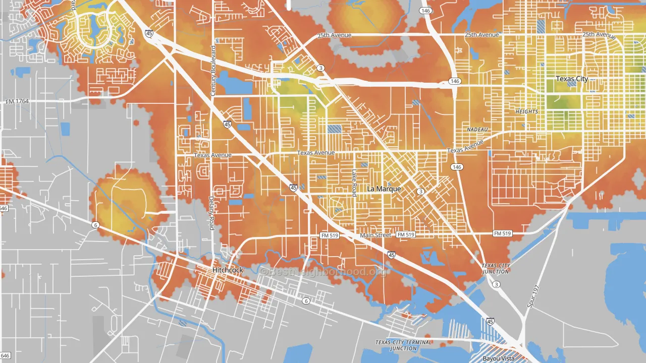 Bike Grade map of La Marque, TX