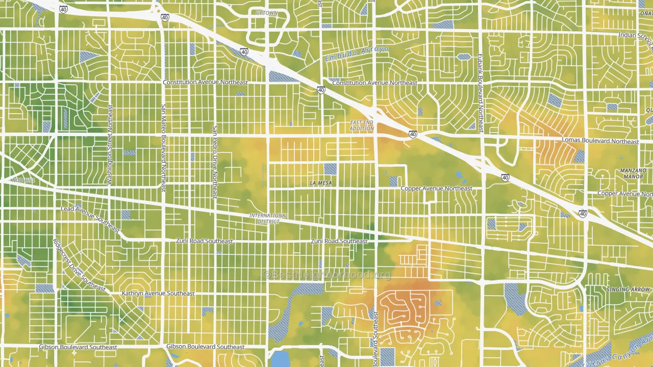 Bike Grade map of La Mesa, Albuquerque, NM