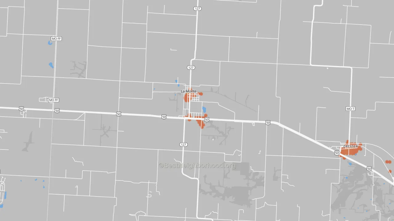 Bike Grade map of La Monte, MO