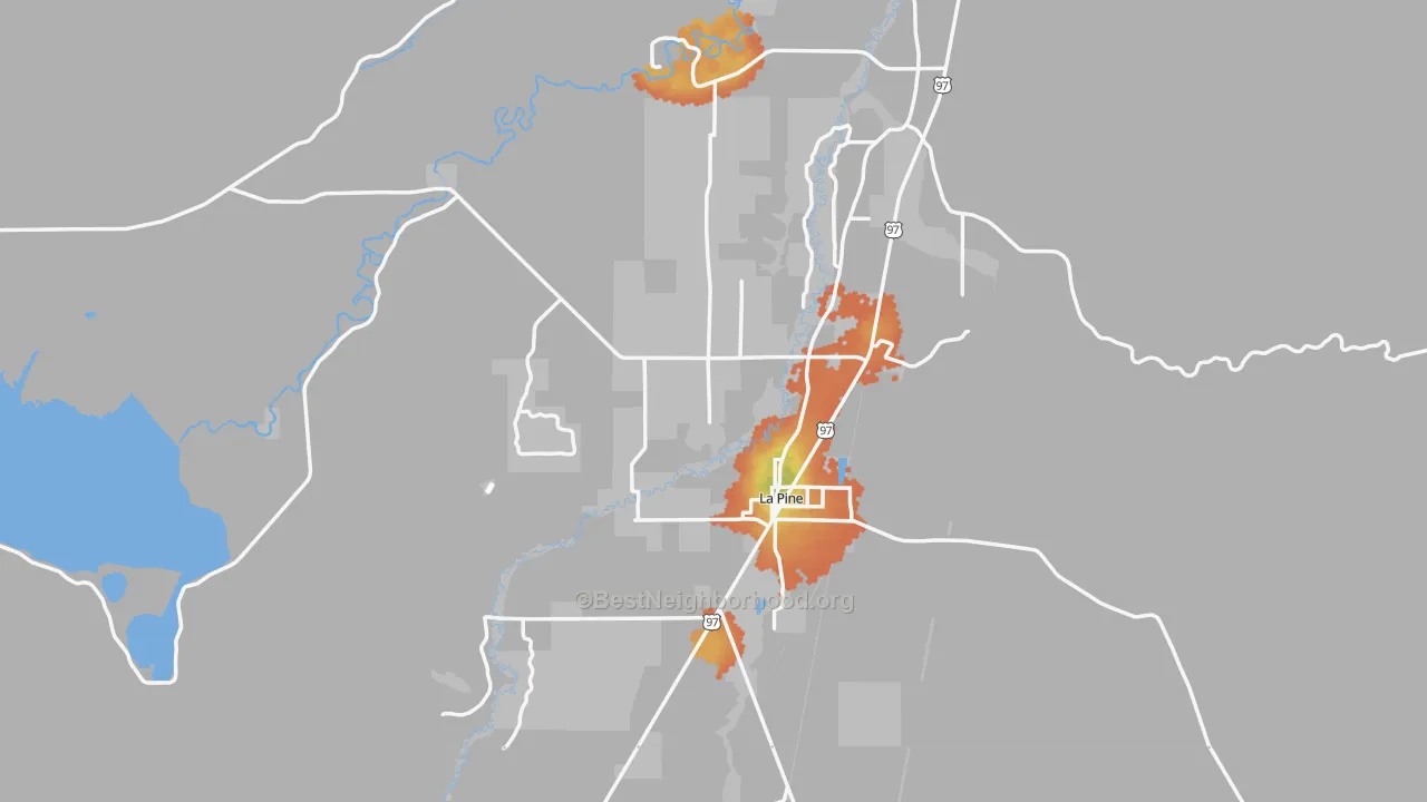 Bike Grade map of La Pine, OR