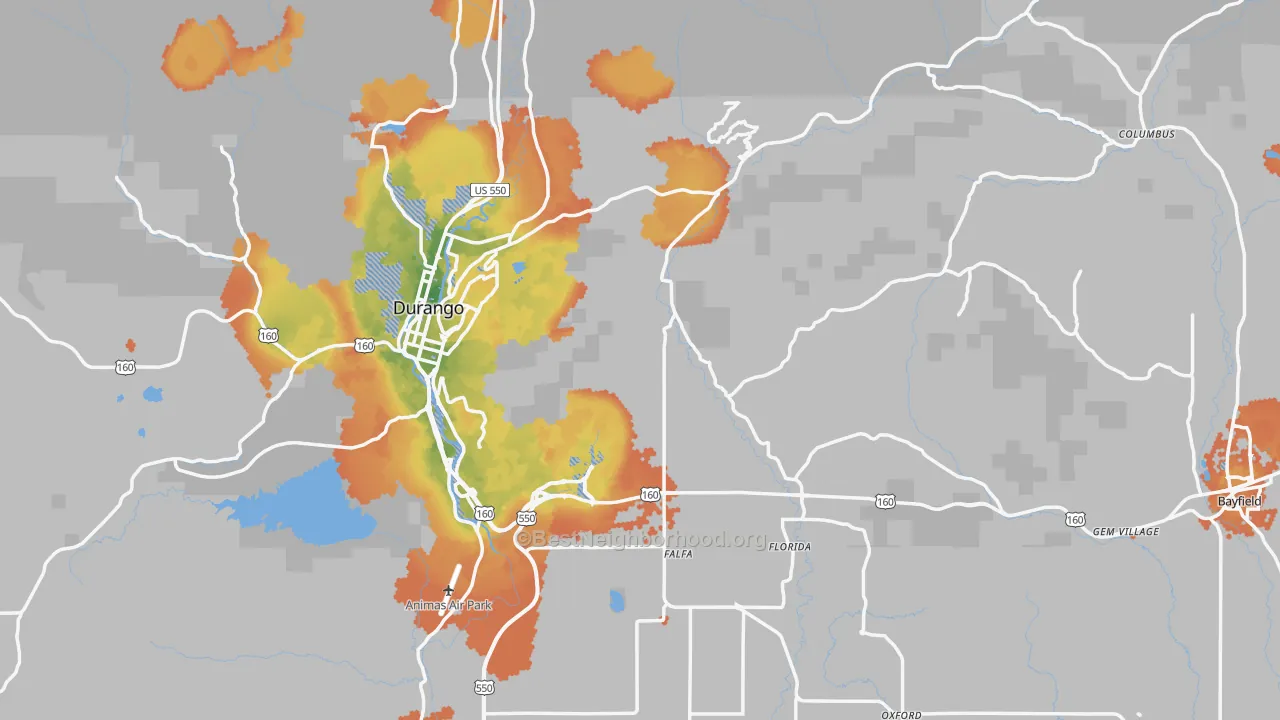 Bike Grade map of La Plata County, CO