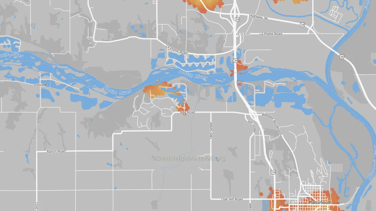 Bike Grade map of La Platte, NE