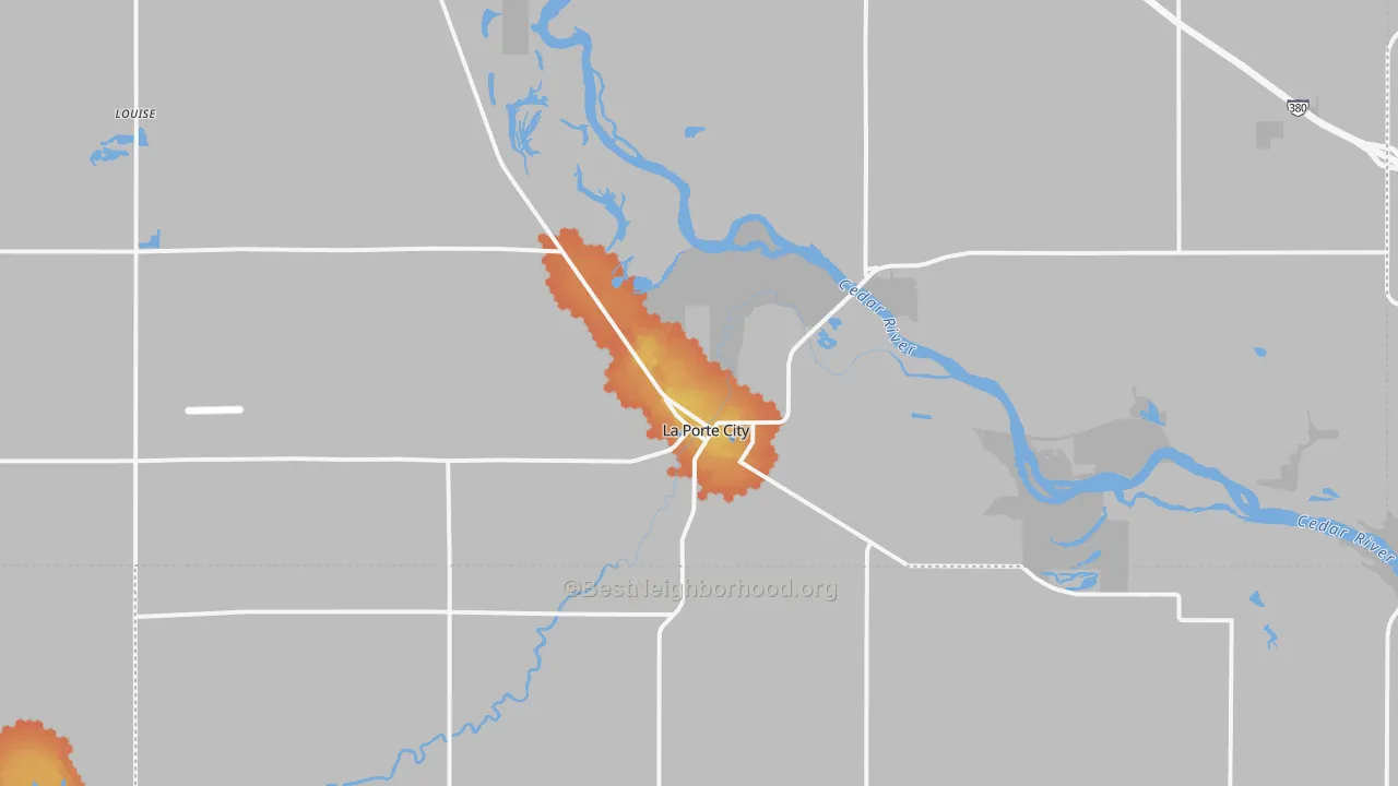Bike Grade map of La Porte City, IA