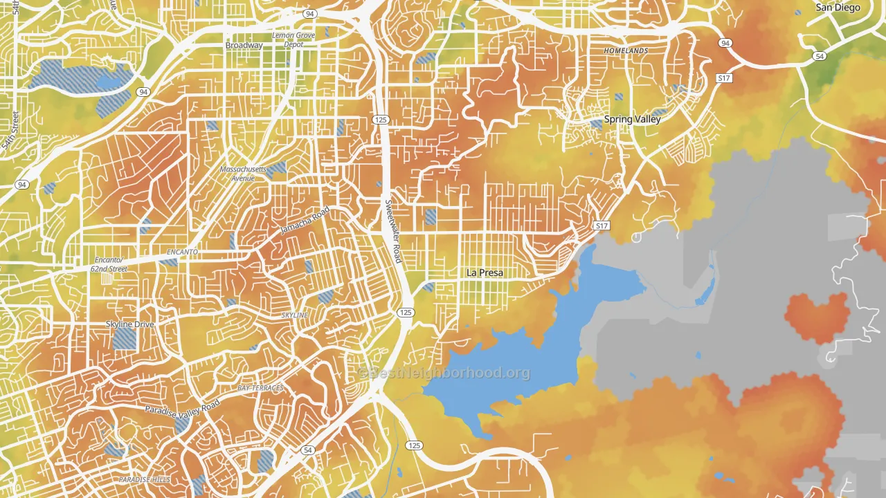 Bike Grade map of La Presa, CA