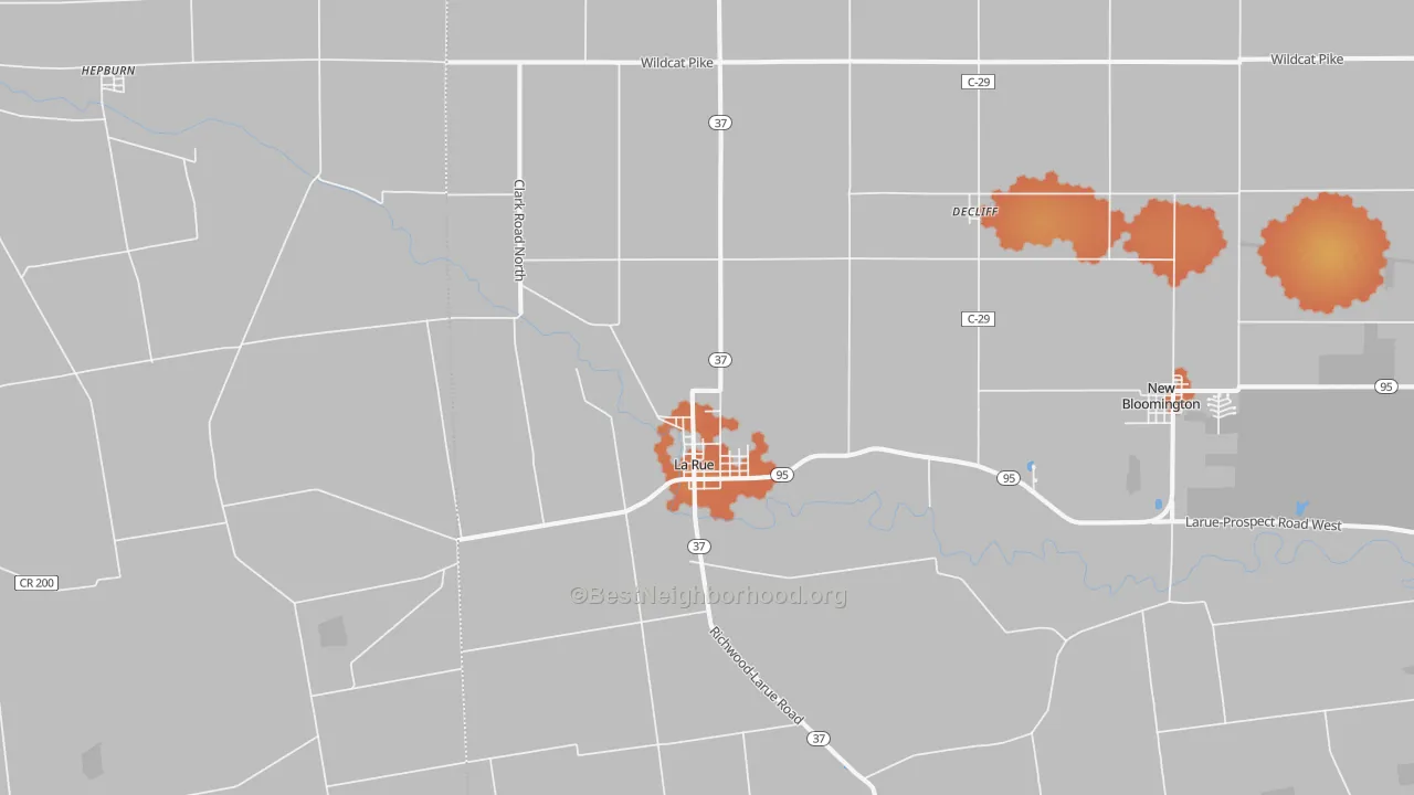 Bike Grade map of La Rue, OH