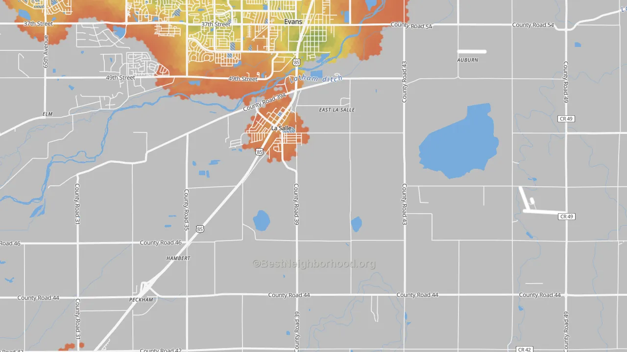 Bike Grade map of La Salle, CO