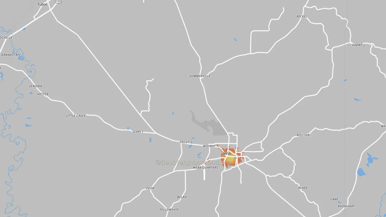Bike Grade map of LaSalle Parish, LA