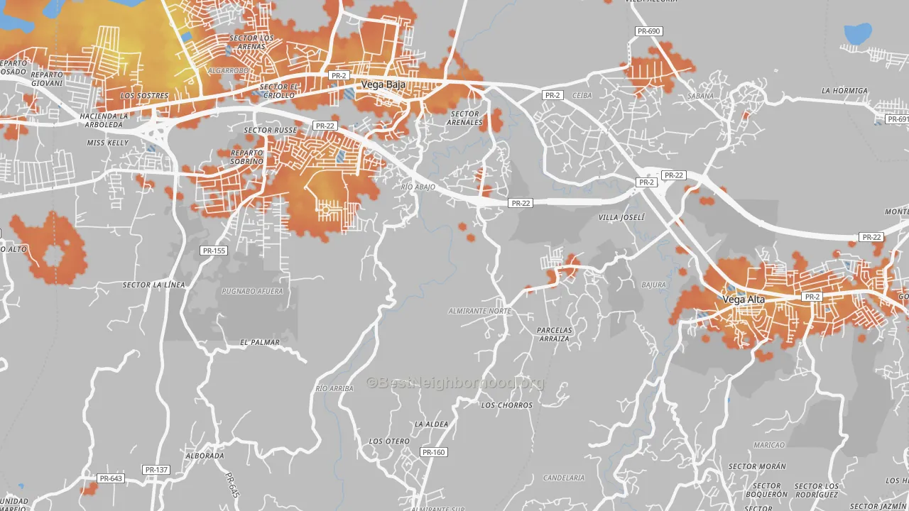 Bike Grade map of La Trocha, PR