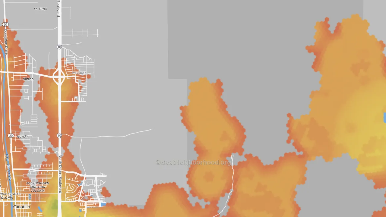 Bike Grade map of La Tuna, TX