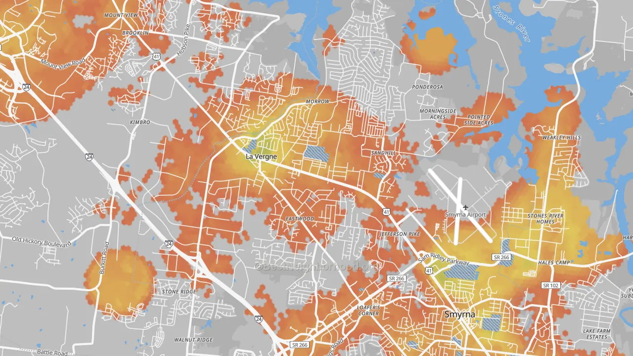 Bike Grade map of La Vergne, TN