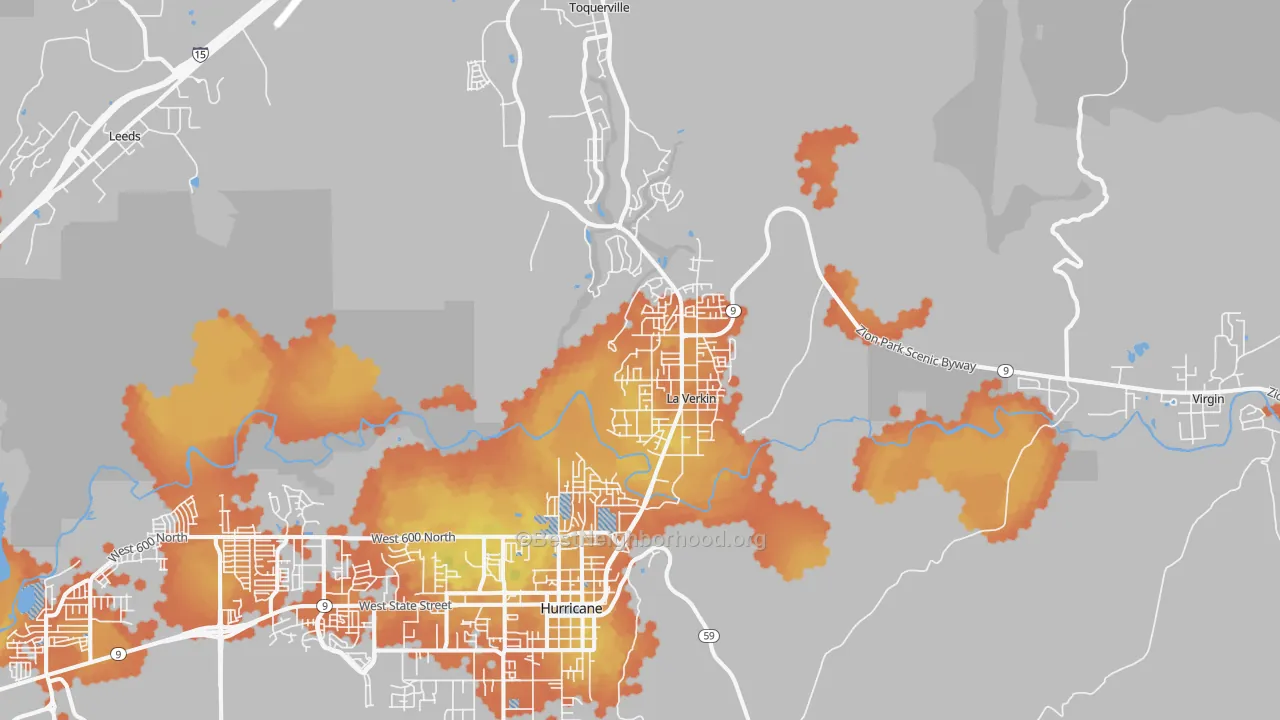 Bike Grade map of La Verkin, UT