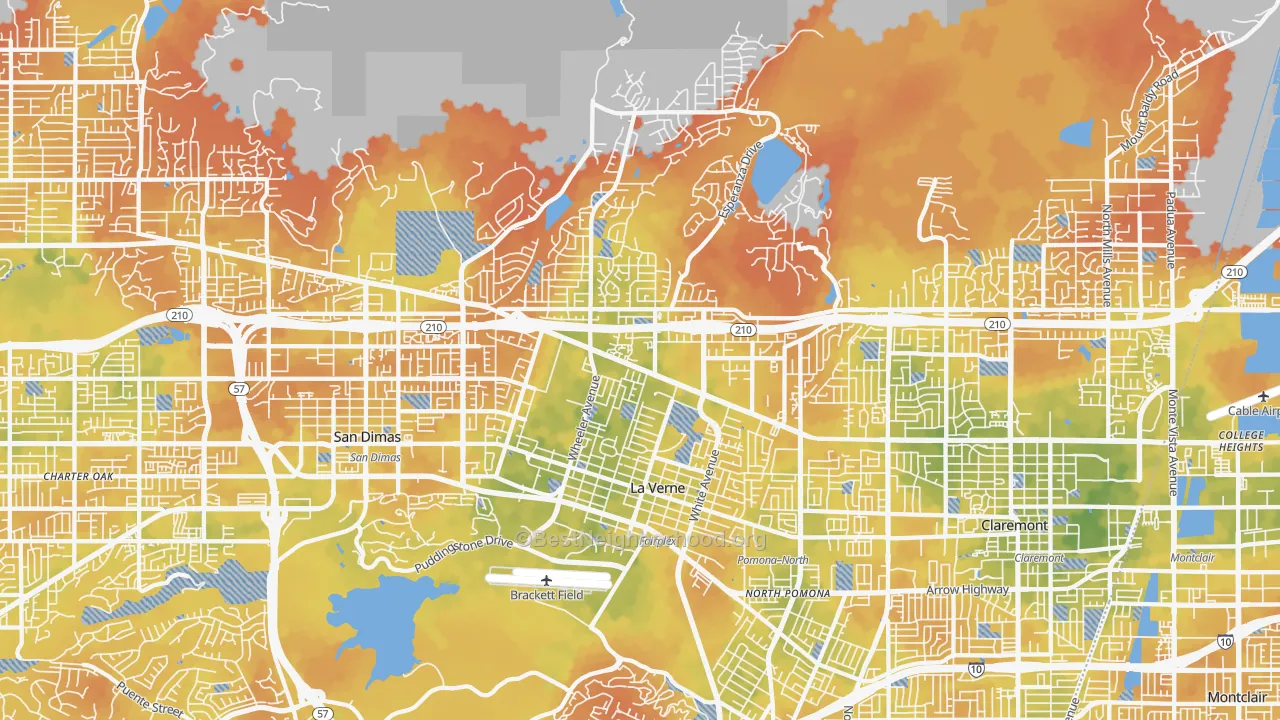 Bike Grade map of La Verne, CA