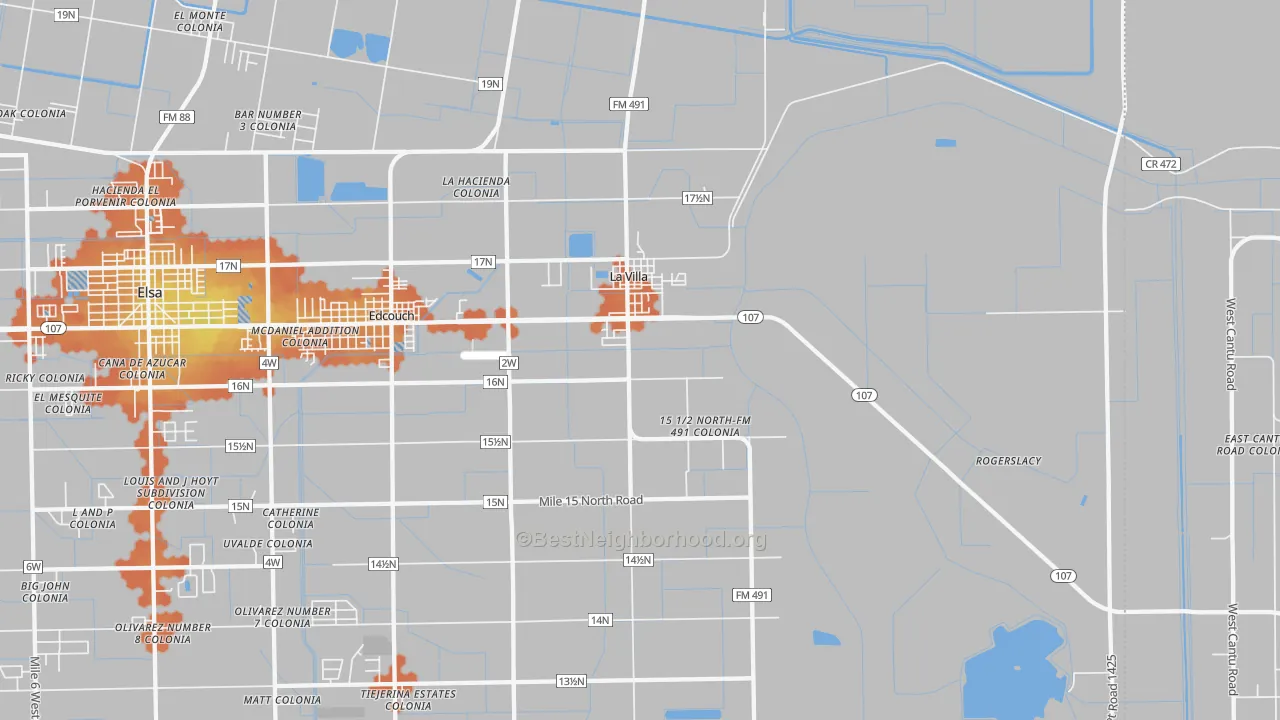 Bike Grade map of La Villa, TX