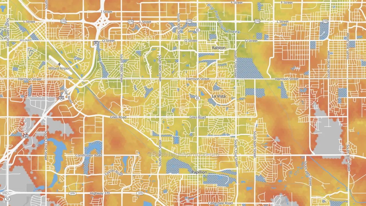 Bike Grade map of La Vista, NE