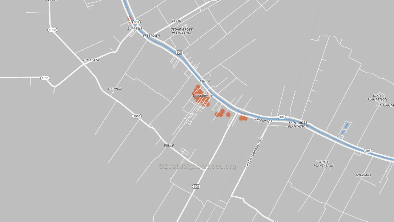 Bike Grade map of Labadieville, LA