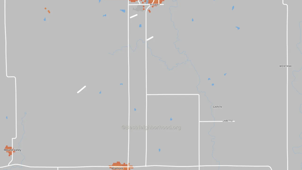 Bike Grade map of Labette County, KS